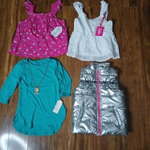 Silver Vest and Colorful Tops Set